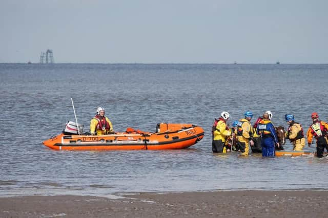 Joan Holden captured the drama as Eric the horse was rescued from quick-sand in Knott End as the tide came in