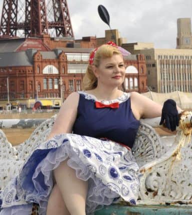 Ingrid Burton-Mulhal along Blackpool North Pier for the Vintage Fashion Show