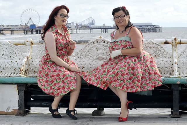 Pippa Fitt and Anne Hindle along Blackpool North Pier for the Vintage Fashion Show