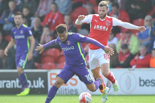Jimmy Ryan battles for the ball against Charlton