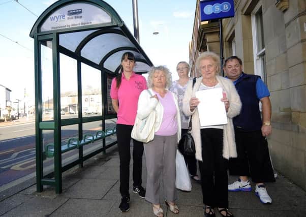 Fleetwood residents are unhappy at more proposed bus route closures.  Pictured are Jeanette Bull, Julie Dalton, Julie McKay-Garden, Alex McKay-Garden and Angela Patchett.
