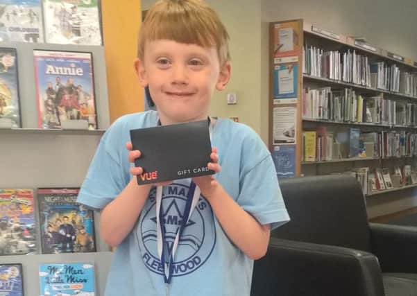 Young Zyien Thomas was the prize winner in the Great Mythical Fleetwood Hunt at the town's library.