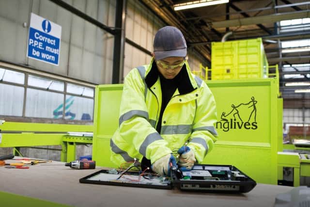 Dismantling screens at Recycling Lives, Preston