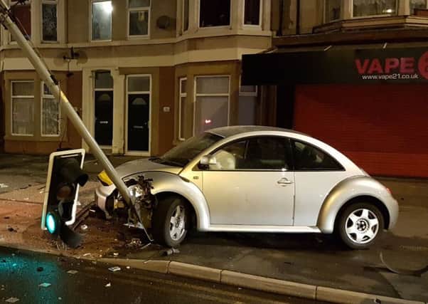 The crash saw significant damaged caused to a phonebox and traffic light