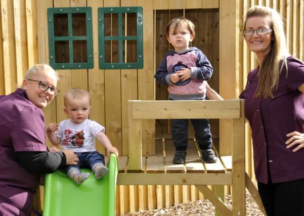from left, Diane Phillips, Dexter Millar, one, Caroline Morton and Riley Russell, one at Nanny Plums Nursery in Cleveleys