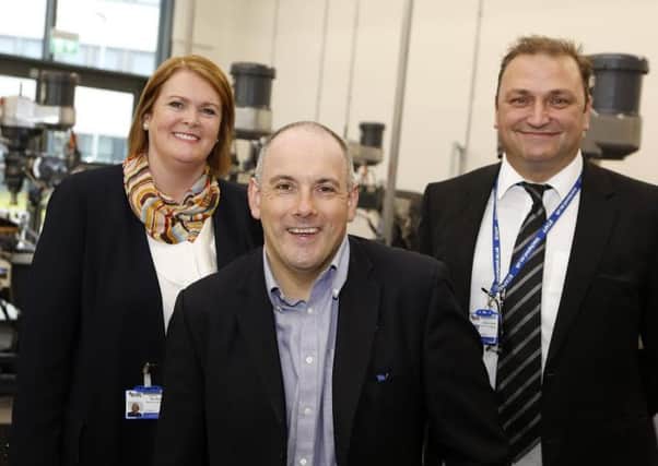 Bev Robinson, Principal and Chief Executive of Blackpool and The Fylde College; RT Hon Robert Halfon MP and Michael Coleman, Head of School for Engineering and Computing.