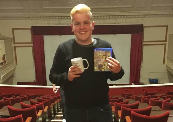 Tom Preston (16) of Blackpool at the Regent where he won the Fifa 2017 tournament on the cinema's big screen