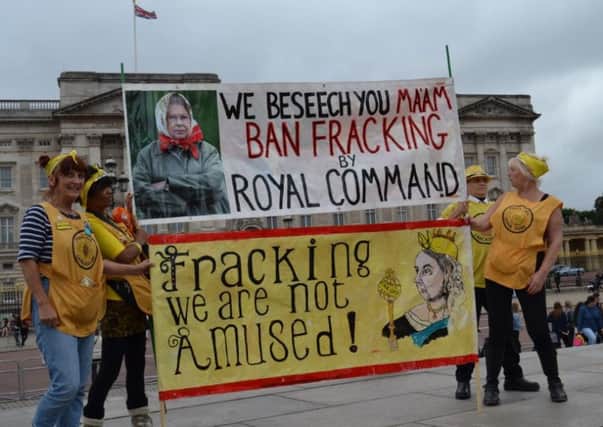 Lancashire Nanas at Buckingham Palace with their anti-fracking protest