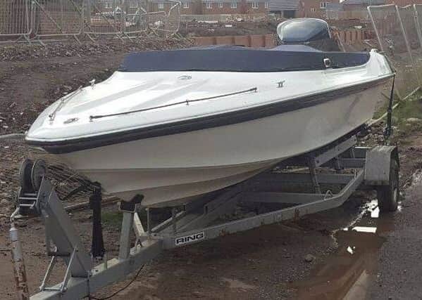Police said this trailer and speedboat were found dumped on Cropper Road, Blackpool, on the morning of October 1.
Picture: Fylde Police