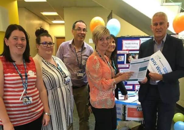 Gordon Marsden with the team at South Shore Primary Care Centre finding out about Health Visitor week.