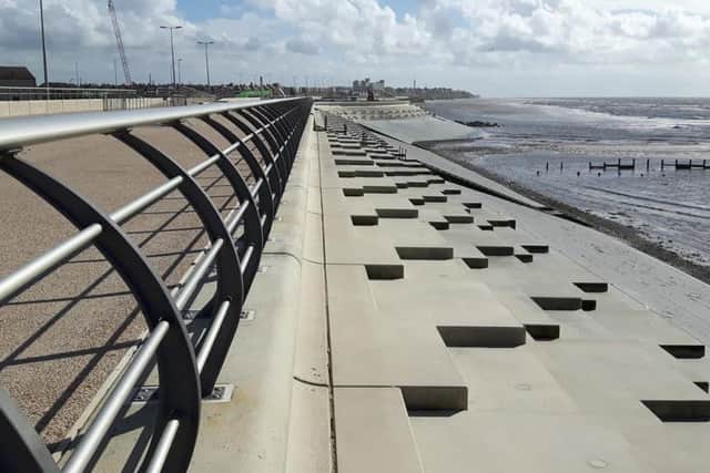 A completed section of the new sea wall at Anchorsholme