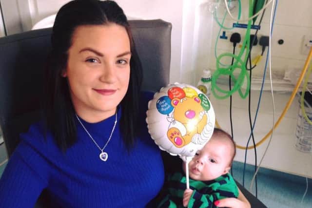 Kerrylee Glass with baby Thomas Williams, who has undergone two major heart operations at just 13 weeks old