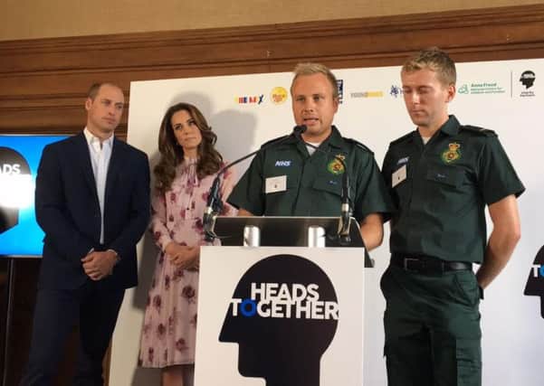 Blackpool paramedics Dan Farnworth and Rich Morton meet with Prince William and the Duchess of Cambridge on World Mental Health Day