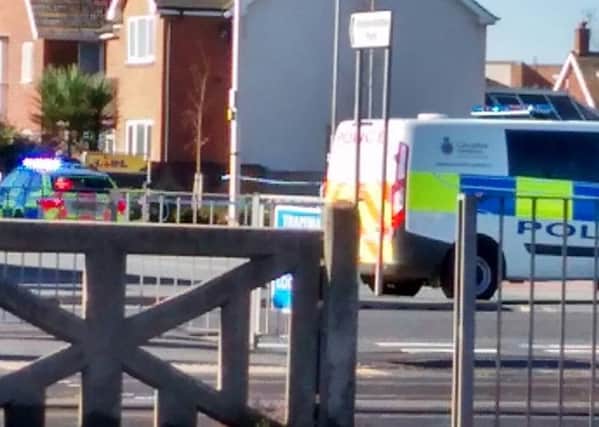 Police at the scene of an accident in Cleveleys