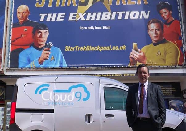 Paul McCherry from Cloud 9 IT Services outside the Star Trek exhibition on the Prom