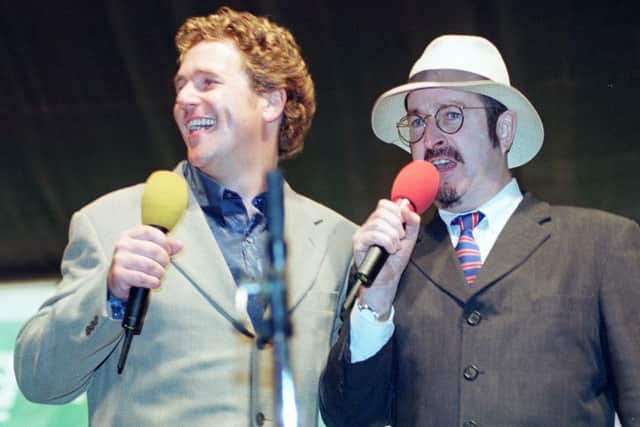 Michael Ball and Steve Wright at the Blackpool Illuminations switch on 1997