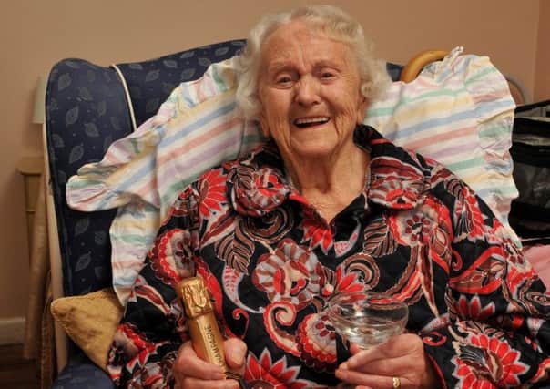 Photo Neil Cross
Edna Dewhurst celebrating her 104th birthday at Saint Albans Nursing Home, Knott End-on-Sea