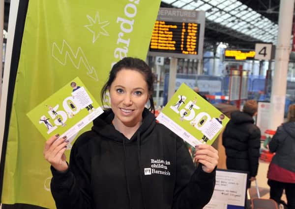 Amy Blundell from Cotton Court Business Centre, on Preston Railway Station marking the 150th anniversary of Barnardos