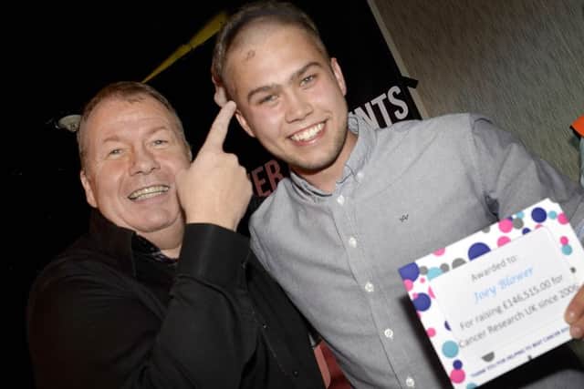 Comedian Joey Blower has raised almost £150,000 by shaving audience members' hair on stage at the Merrie England Bar, North Pier.
Joey Shaves the head of Chris Rickett