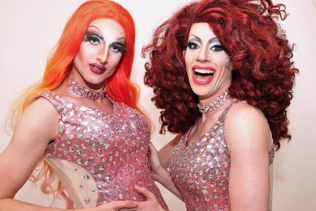 Drag Queens Phoenix (left), played by Jordan Simms, and Destiny who are starring in Ruby Slippers at Funny Girls