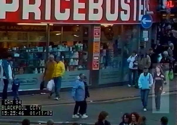 CCTV footage of Charlene Downes in Blackpool Town centre from November 2003