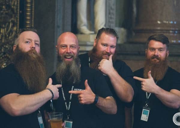 Brian Eva, far left, British beard champion, with his fellow competitors. Picture by Richard Jon Photography