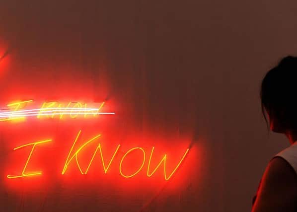 Pictured Tracey Emin s piece,  I know i know i know  [ 2002 ], situated in the resourts Grundy art gallery .