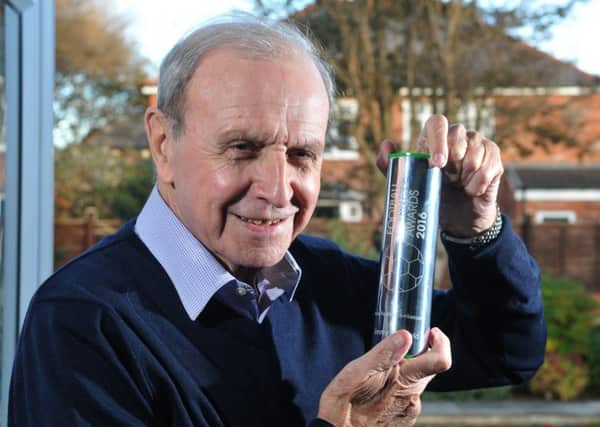 Photo Neil Cross 
Jimmy Armfield being presented with his business in football achievement award