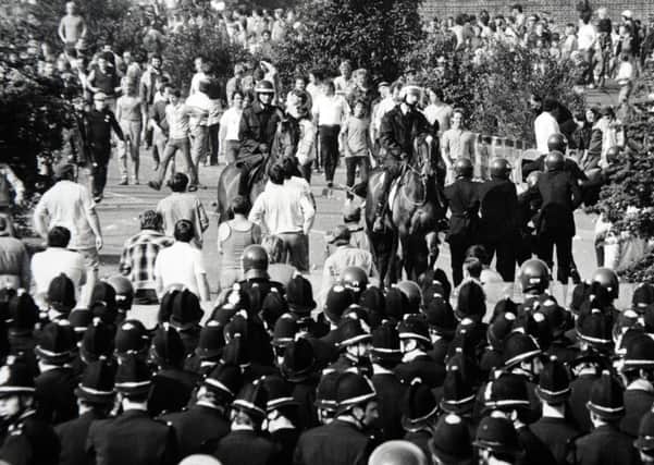 Police officers at Orgreave during the miners' strike of 1984-85