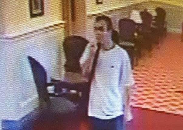 Police would like to speak to this man in connection with the theft of a medical device and medication from the Metropole Hotel