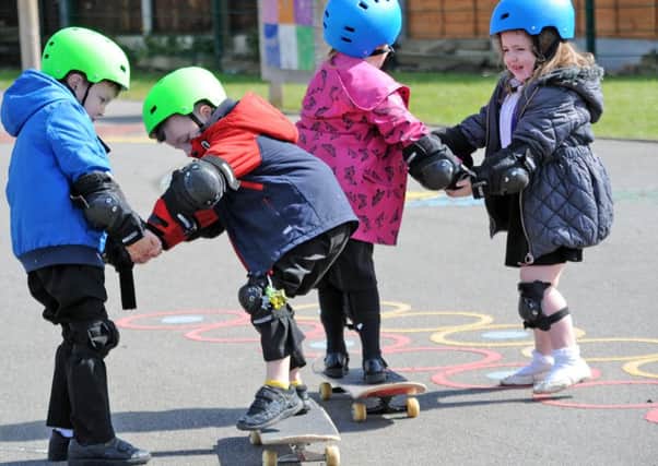 Hillcrest Early Years Academy skateboard session.
Pupils from Miss Cotton's reception class take part in a skateboarding lesson provided by Alex Hill from Team Rubicon.