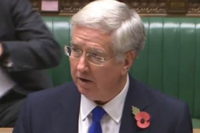 Defence Secretary Michael Fallon speaking in the House of Commons in London about the Ministry of Defence sites which are set to close across Britain.