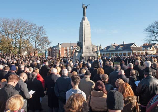 A previous Remembrance Day at St Annes war memorial