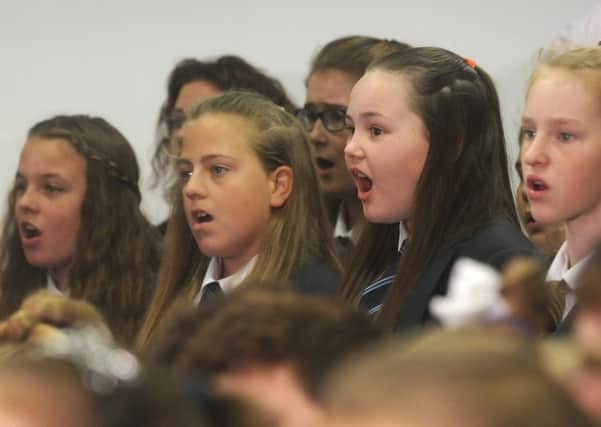 Students from Blackpool Sixth Form College and school pupils from across Fylde take part in the recording of a single to raise money for the Children's Society