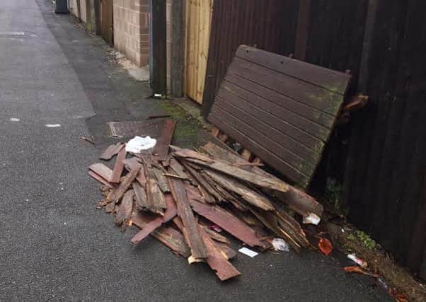 Rubbish dumped in an alley behind Addison Road, Fleetwood. Picture by Rita Hewitt.