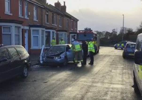 A silver Audi smashed into homes in Belmont Avenue, Fleetwood