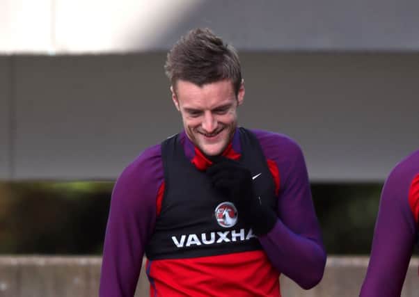 Jamie Vardy training with England