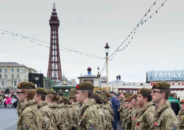 Pictures Martin Bostock. Rememberance service at Blackpool Cenotaph.
