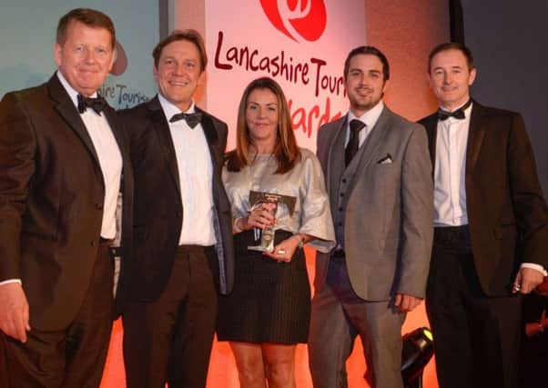 The team from St Annes Beach Huts which won the Visitor Experience Award in the 2016 Lancashire Tourism Awards with presenter Bill Turnbull