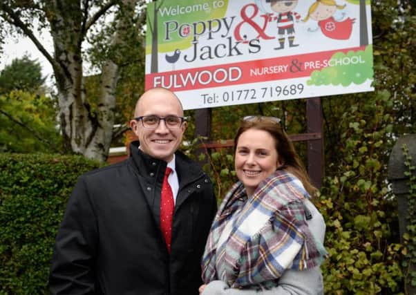 Poppy and Jacks owner Sarah Bellamy with HSBC Relationship Manager Will Boarland at Hillcrest Nursery in Fulwood, Preston