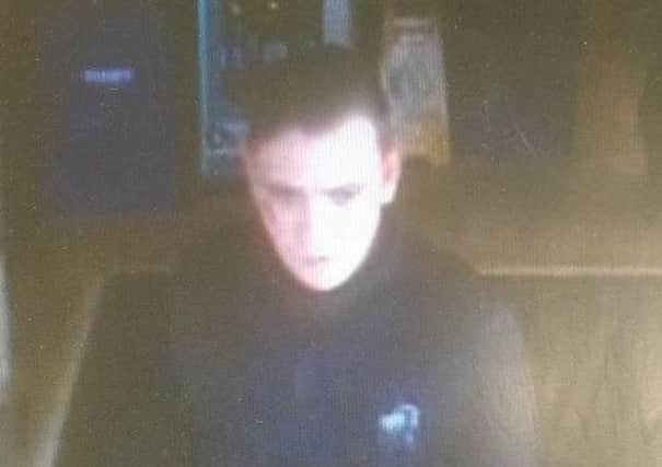 The man who police would like to speak to about the theft of two drills from B&Q in Blackpool