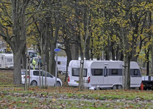 Caravans were parked near the entrance to Stanley Park
