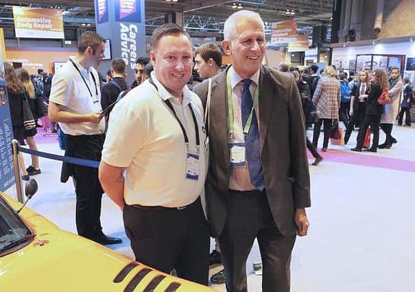 Gordon Marsden MP with Robert Oldale, Automotive Centre Manager at

B&FC, and the TBR Speed 12