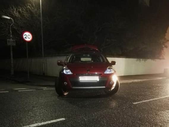 The car's driver complained his steering felt funny, before police allege he blew over the legal drink drive limit and was arrested.