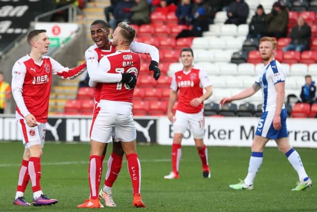 Amari'i Bell celebrates his goal against Chesterfield