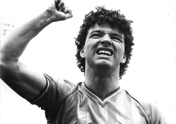 Paul Stewart celebrates scoring for Blackpool FC in 1984