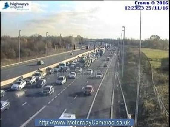 Lanes are closed on the M6 after a crash