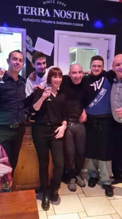 Max Zazzu and his staff at Terra Nostra celebrate the 10th anniversary of the Sardinian restaurant.