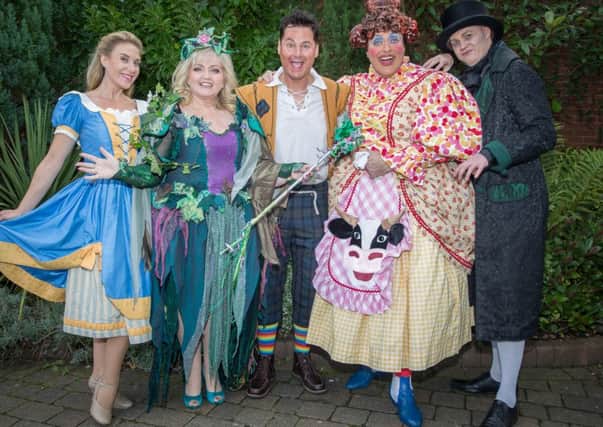 Linda, second left, with the panto cast