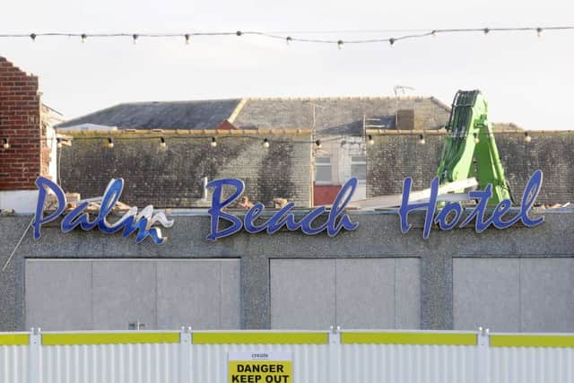 Demolition workers  taking down the Palm Beach Hotel on South Promenade